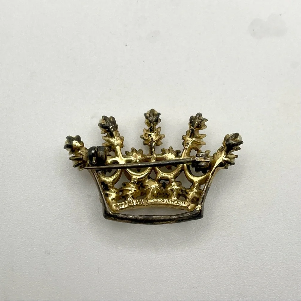 DeRosa Regal Crown Brooch Gold and Pearls Vintage Collectible - Picture 9 of 13